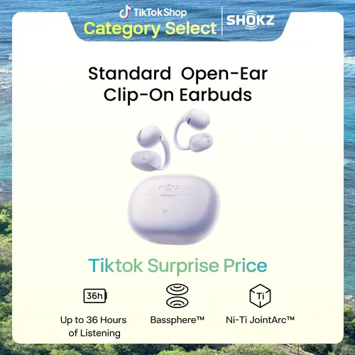 SHOKZ OpenDots Air - Open-Ear, Clip-On Earbuds - Bluetooth 6.1, Up to 36 Hours of Listening, Interchangeable Earbuds, Touch Controls, Dual AI Noise-Canceling Microphones, IP55, Bassphere Technology, DirectPitch Technology