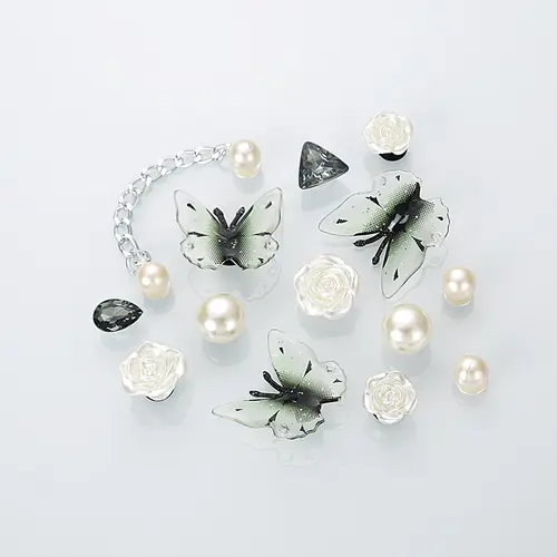 20-PCS Pearl Crystal Bow Charm Set - Gold-Plated Butterfly, Bear, Spider Charms, Multi-Style DIY Clog Decorations, Ideal for Custom Clogs, Birthday Gifts