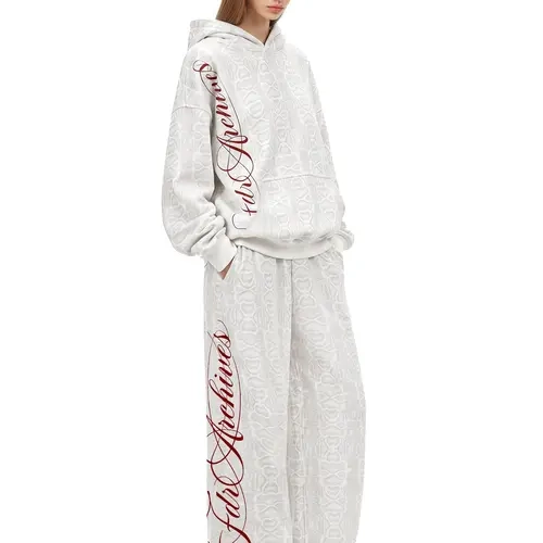 FDR Unisex Vintage Embroidered Hoodie Set, Oversized 2-Piece Matching Sweatsuit with Relaxed Streetwear Style