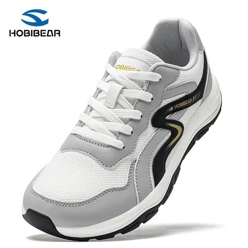 HOBIBEAR Unisex Minimalist Patchwork Synthetic Athletic Footwear - Wide Toe Box, Breathable Lace Closure Retro Dad Sneakers, Comfy Shoes, Casual Wear, Flexible Fit, Urban Ready, Breathe Easy Men's Casual Trainers