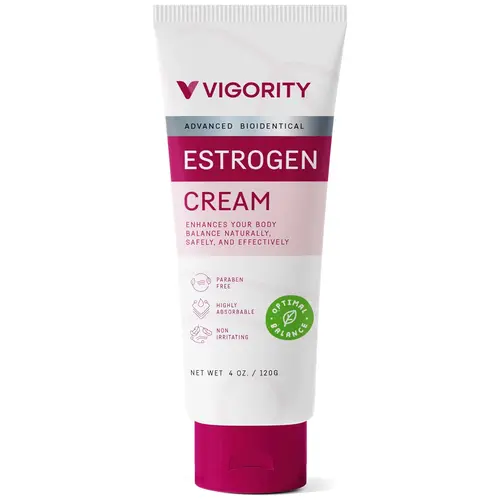 Vigority Women's Estrogen Body Care Moisturizer Cream, Natural Hot Flashes & Menopause Relief, Wild Yam-Infused, Paraben-Free, Vegan, 3-Month Supply (4 Oz)