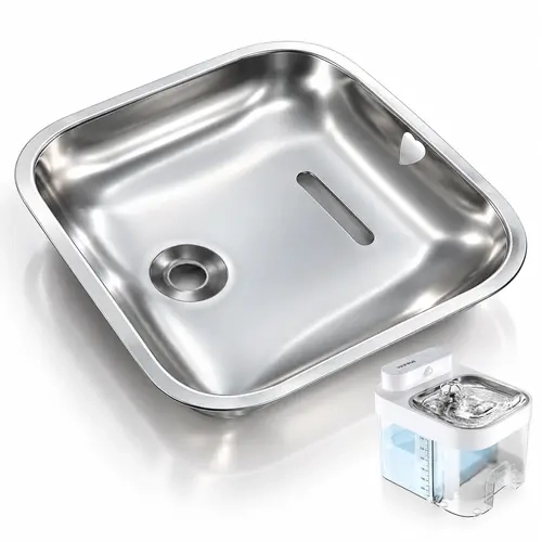 Stainless Steel Tray for HAPAW Cat Water Fountain, Compatible with Feeding Supplies, Supports Clean Water Upkeep, Works with Fountain Filter Set