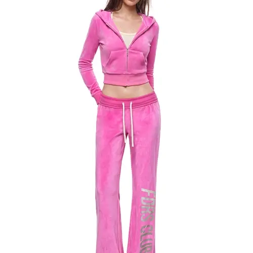 FDR Women’s Candy Color Long Sleeve Top, Tank Top and Low Rise Flare Pants Set, Fitted Y2K Casual Matching Three-Piece Outfit