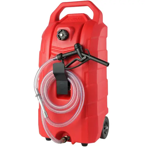 VEVOR 16 Gal Portable Fuel Caddy, 7.8 L/min Fuel Transfer Tank with Nozzle, Rubber Transport Wheels & Metal Organiser, Automotive Maintenance Tool for Car Accessories, Truck