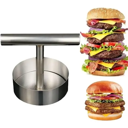Stainless Steel Burger Press - 1Pc Nonstick Burger Patty Maker Mold, Sturdy Metal Meat Smasher, Multifunctional Kitchen Utensil for Home/Commercial Use to Make Round Patties, Burguer Patty Maker