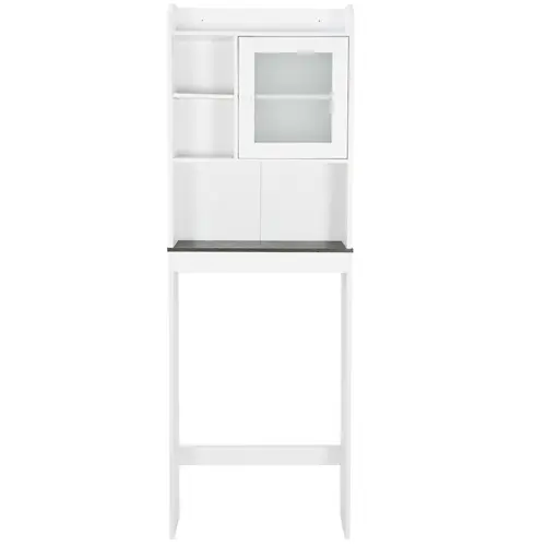 Segawe White Freestanding Over-The-Toilet Wood Storage Cabinet - 70.9 in H, Durable P2 MDF, Modern Home Decor, Adjustable Shelves, Glass Door, Space-Saving, Stable Stays Put, Holds Toiletries and Linens, Durable Construction, 70.9 H"
