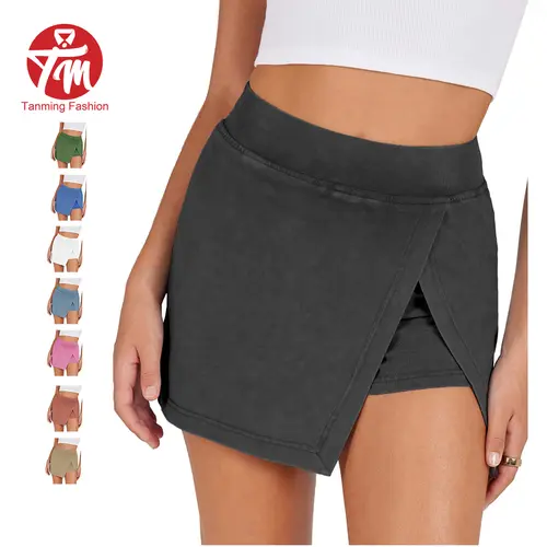 Tanming Women's High Waisted Hot Shot Mini Skort, 2-in-1 Athletic Active Wrap Skirt with Built-in Shorts, Trendy Y2K Summer Streetwear