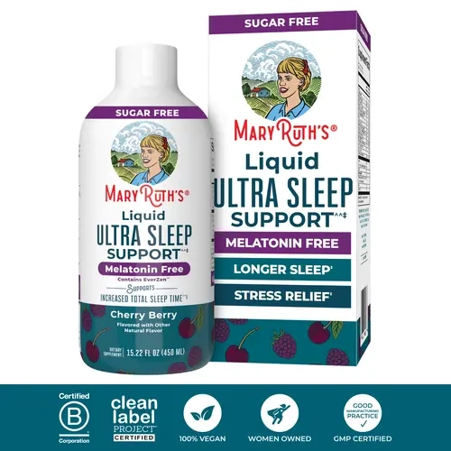 MaryRuth's Liquid Ultra Sleep Support - Sleep Longer - Relaxation & Less Stress - Increase Total Sleep Time in 28 Days^^ - Cognitive Function - EverZen - L-Theanine - Vegan - Sugar-Free - No Melatonin