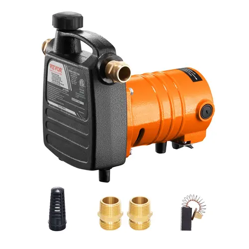【Summerfinds】VEVOR 1/2HP Cast Iron Water Transfer Pump115V AC 1600 GPH Portable Electric Utility Pump with Carbon BrushFilterBrass Connectors for GardenPoolPond Draining, Water Pump Pumps