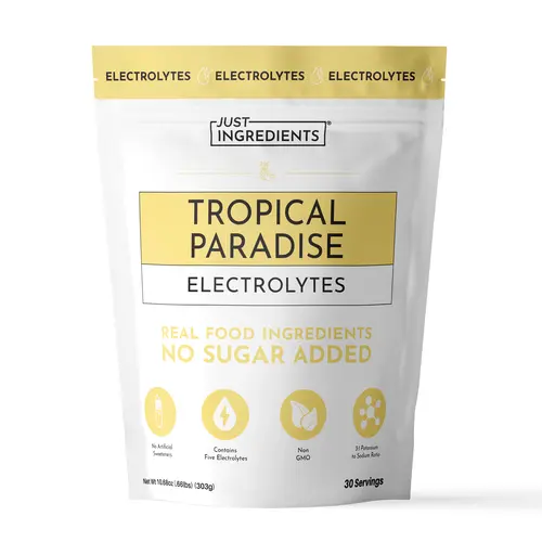 Just Ingredients Tropical Paradise Electrolytes – 30‑Serving Hydration Drink Mix with Coconut Water, Sea Salt, and Trace Minerals – Supports Hydration, Recovery, and Electrolyte Balance*