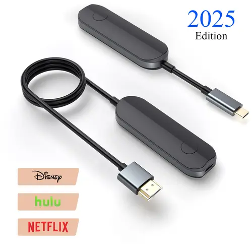 Wireless HDMI Transmitter and Receiver with USB-C, Tech Accessories, 165FT HDTV Extender, Plug & Play, 2.4G/5G Wireless HDMI Adapters, for Streaming to Laptop, PS5, Monitor