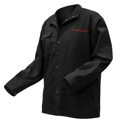 YESWELDER 9oz 300g Lightweight FR Cotton Welding Jacket - NFPA 2112 Certified Black Work Uniform, Flame Resistant Fire Resistant Clothing for Welders, Work Safety Equipment, Welding Jackets & Coats