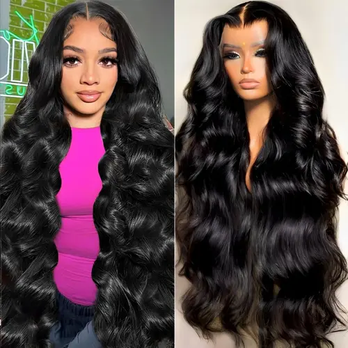 BABOSHOW Body Wave Lace Front Wigs Human Hair 180 Density Pre Plucked 13X6 Transparent HD Lace Frontal Wigs Natural Black Wigs Human Hair Wigs For Women With Baby Hair