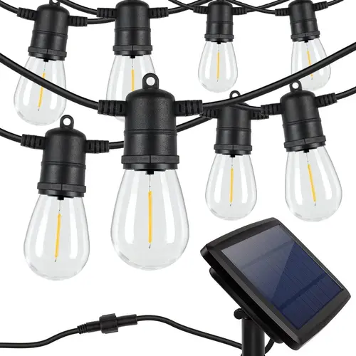 MATULSA Outdoor Solar S14 String Lights 48FT, Waterproof Solar Powered Patio Light String with LED Shatterproof Edison Bulb & 3 Lighting Modes, Commercial Hanging Lights for Outside Backyard Balcony, Light Bulbs, Led Lights
