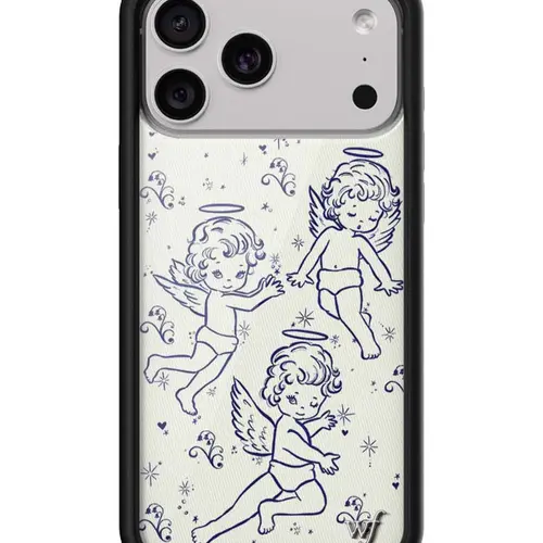 Wildflower Cases Limited Edition Cherubs Navy iPhone Rubber Case - Durable Smartphone Cellphone Protector, Handheld Simple Aesthetic Trendy Mobile Phone Accessory Cover