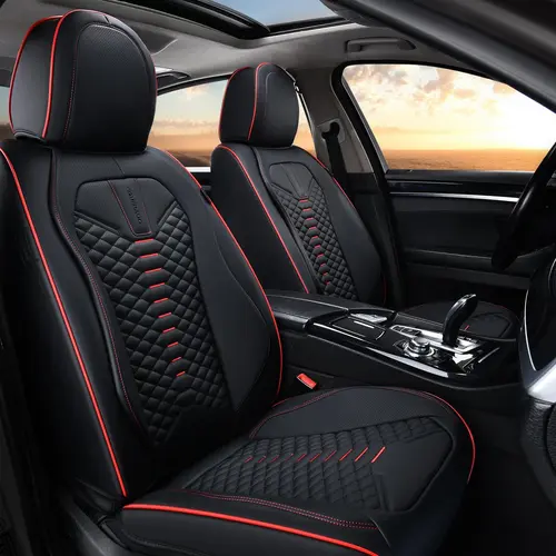 【Coverado D-8846】Universal Fit 5-Seater PU Leather napa leath stylish upgrade Car Seat Cover - Auto Sedan Seat Cover Full Set Front & Rear Water Resistant  Car Interior Accessories Black Friday Deal Car Decals