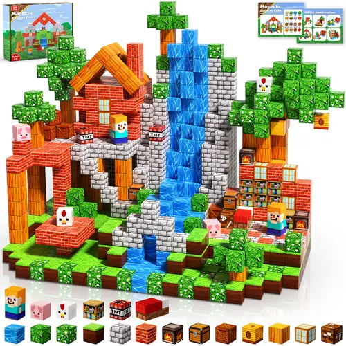 Magnetopia Magnetic Building Blocks Kit - 100PCS Plastic Magnetic Cubes, Kids Toys for 3-4 Years & 4-12 Years, Stacking Construction Toys, Cool Gifts for Easter, Birthday, Back to School