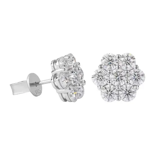 UCCIYO Petal Earrings 925 Sterling Silver Synthetic Moissanite Inlay Jewelry Earrings Unisex Fine Jewelry Hip Hop Rapper Gift  FallFreshness summerwins【#E266】