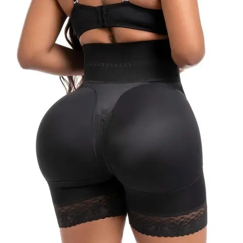 SNATCHED BODY Stage 3 BBL Short | High Waist Colombian Faja | Butt Lifting + Tummy Control | Silicone Anti-Roll Band | Hourglass Sculpting Shapewear | Lace Trim | 3 Hook Levels | Snatched Body