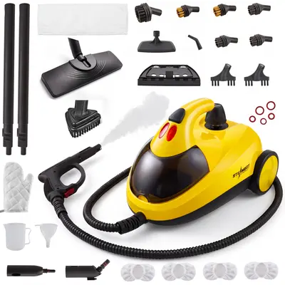 Steambot Steam Cleaner With High Pressure Steam, 2L Large Water Tank, 30 Accessories Detachable Steam Mop, Heavy Duty Chemical-Free Deep Cleaning for House, Kitchen, Bathroom, Car, BBQ Grill, Upholstery, Multi-Purpose Cleaning Steamer, SummerWins