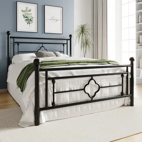 HOOMIC Metal Platform Bed Frame【Frame Only No Mattress】,Vintage Victorian Style,Wrought Iron Headboard and Footboard,No Box Spring Required,Twin/Full/Queen/King Size#TikTokShopDealsforYouDays#DealsforYouDays#Summervibes#Summergarden