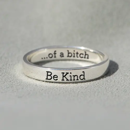 modmints Engraved "Be Kind-Of a Bold" Message Artificial Gemstone Ring - Dainty Band Jewelry, Personalized Women's Gift, Accessories for Women, Cute Gifts for Wife (Mother's Day), Womens Gifts