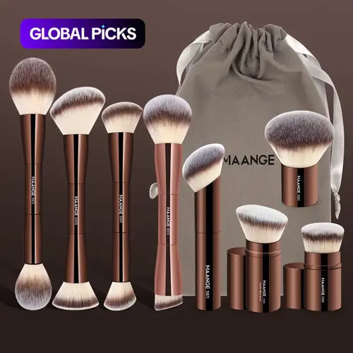 MAANGE Makeup Brush Set with Storage Bag, Beauty Brush Set, 8 Counts/set Professional Soft Skin-Friendly Soft Makeup Brushes, Soft Bristles Brush, Foundation Brush, Travel Makeup Tool Set for Women and Girls #GLOBAL PICKS