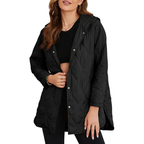 EVALESS Puffer Jacket for Women,Lightweight Long Sleeve Button Hoodies Outerwear,Oversized Basic Casual Comfort Coats Tops,2026 Womenswear Fall Winter Outfits  Deals For You Days summer outfits Quilted Puffer Coat Casual Chic Outerwear