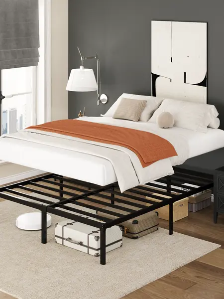 SHA CERLIN Heavy Duty Metal Bed Frame, 14"/18" Height Platform Bed Base, Twin/Full/Queen/King Size Steel Slats Support,No Box Spring Needed,Queen Bed Frame Twin Bed Frame Summervibes Father's day Gift