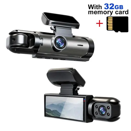 HD 1080P Car Dash Camera with 3.16-Inch IPS Screen, Front & Interior Dual-Lens Driving Recorder with Night Vision, Wide-Angle Car Dashcam with G-Sensor and Loop Recording, Automotive Dashcam, Dashcams for Cars