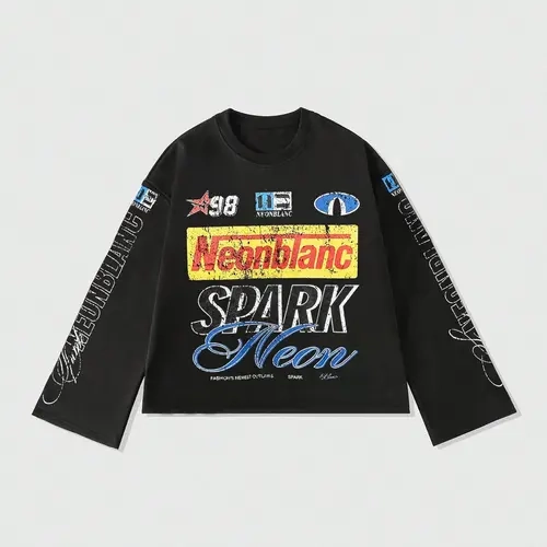 Men's Street Style Knit Round Neck Long Sleeve Letter Print Graphic T-Shirt, Fall Fashion Casual Sports Wear, Youth Campus Trendy Tee