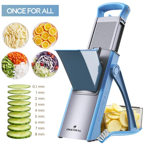 【ONCE FOR ALL 】Dealsforyoudays J03 8 in 1 Stainless Steel Vegetable Slicer, Potato Onion Sweet Potato Cutter, 0.1 8mm Adjustable Thickness, Foldable Easy Storage, Dishwasher Safe, Dicer Shredder Cutter, Eco Friendly Material, Perfect Kitchen Gift,