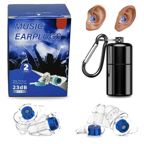 Premium High-Fidelity Reusable Silicone Earplugs, 23dB Noise Reduction Hearing Protection, Small-Standard Sizes, for Daily Use, Mother's Day Gift