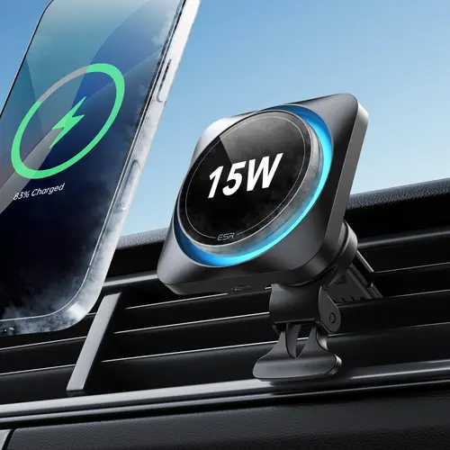 ESR Sturdy 15W MagSafe Car Phone Mount Charger with CryoBoost Cooling, Auto Accessories, Air Vent-Dashboard Wireless Charger for iPhone 17/16/15/14/13/12, S25 Series, Pixel 10