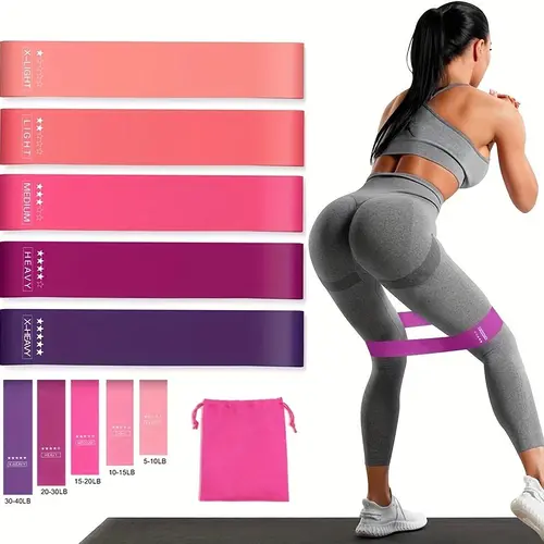 5 Counts/set Yoga Resistance Band with Drawstring Storage Bag, Yoga Stretching Band, Home Gym Fitness Equipment for Women & Men, Working out equipment