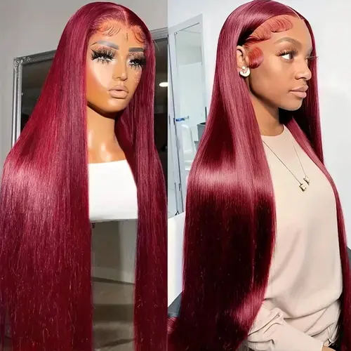 99J Burgundy Lace Front Wigs 180% Human Hair 13X6 HD Lace Frontal  Human Hair Wigs For Woman 99J Body Wave Wig  Pre Plucked with Baby Hair Red Wine Wigs for Women