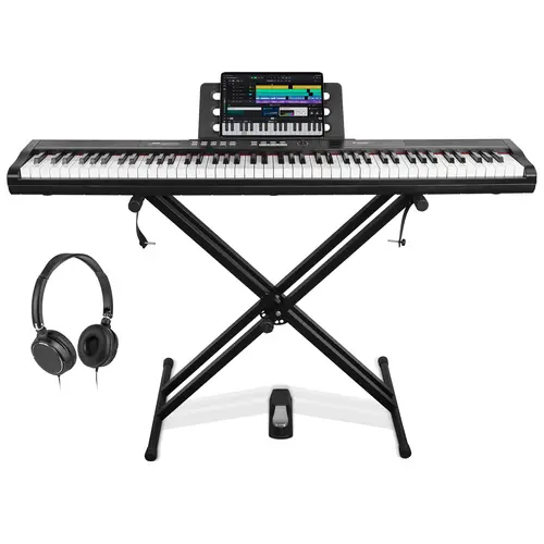 STRICH Electronic Piano 88-Key Semi-Weighted w/ Stand, Pedal & Music Rest – 900 Sounds, 700 Rhythms, Portable for Beginners, Black, SEP-150