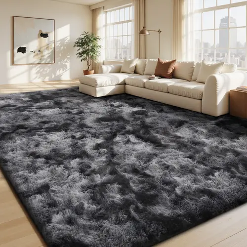 FAMVAL Beautiful Fluffy Shaggy Decorative Area Rug - Soft Thick Plush Rectangular, Wrinkle Resistant, Non-Slip Cozy Carpet for Bedroom, Living Room, Decorative Rug