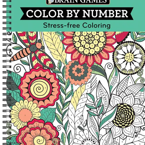 Brain Games - Color by Number: Stress-Free Coloring (Green) -- Publications International Ltd - Spiral