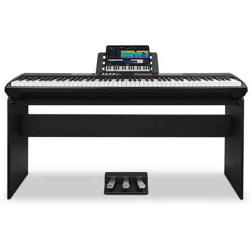 STRICH 88 Keys Weighted Keyboard with Stand & Sustain Pedal, Hammer-Action Digital Piano, 2x15W Built-In Speakers, Full-size Electric Piano Keyboard Supports USB-MIDI/Wireless Connect, SDP-120S Multifunction