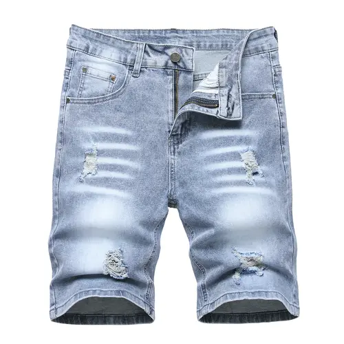 JUNBAOSS Men's Slim Fit Stretch Denim Shorts Ripped Skinny Jean Shorts for Men,Fashion Straight Comfort Flex Waist Short Jean
