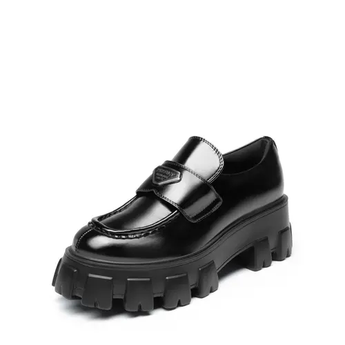 Dream Pairs Women's Chunky Platform Loafers - Patent Leather Slip-On Flat Platform Shoes, 2.5in Lug Sole, Arch Support, Latex Cushion, Polyurethane-Synthetic Black Elegant Plain Chunky Shoes for Daily Wear, Flat Flatform