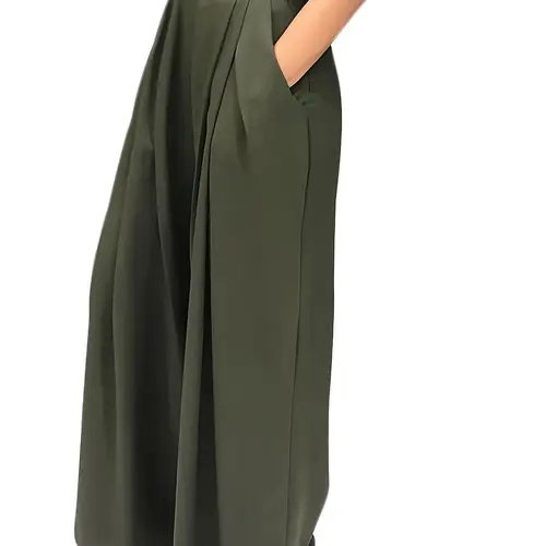 Women's Plain Plicated Pocket Wide Leg Pants, Casual Comfy High Waist Trousers for Summer, Ladies Bottoms for Daily Wear Womenswear