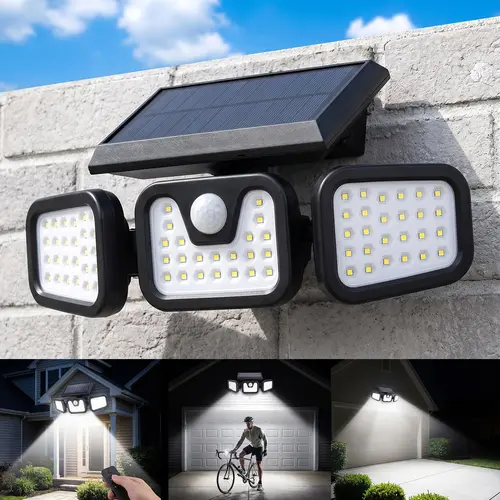2-Pack Eco-Friendly Solar Outdoor LED Flood Lights - Cordless, IP65 Waterproof, Polycarbonate Wall Lights with Automatic Sensor, 3 Adjustable Heads, 180° Wide Angle, Batteries Included for Patio, Garage, Led Lights, Solar Outdoor Lights