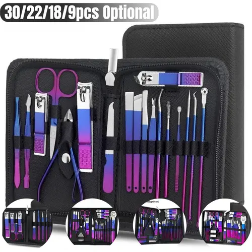 Manicure & Pedicure Tool Set, Stainless Steel Professional Nail Clippers Kit, Portable Travel Grooming Tools for Men & Women, Nail Nippers, Salon Supplies