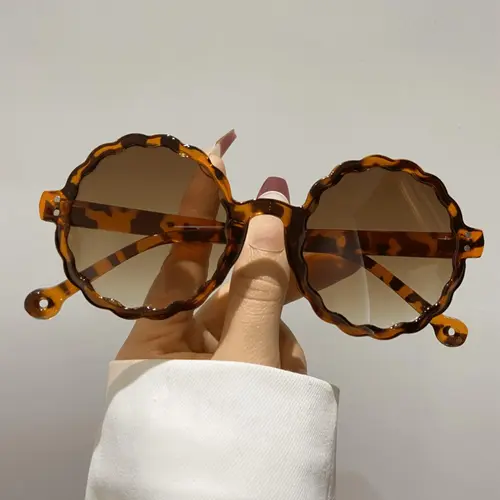 Vintage Flower Round Frame Glasses, Retro Outdoor Sports Eyewear, Fashion Accessory for Men & Women, Ideal for Summer Beach Wear