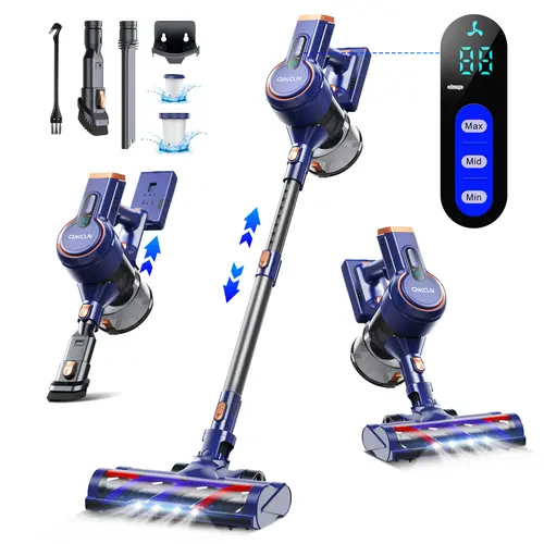 Qikcln VC06, Voweek VC09, Tagic VC02 Portable Lightweight Cordless Stick Wireless Vacuum - 240W, 3 Modes, Battery Vacuum Cleaner Cordless for Carpet, Floor Home Cleaning, Portable Lightweight Vacuum