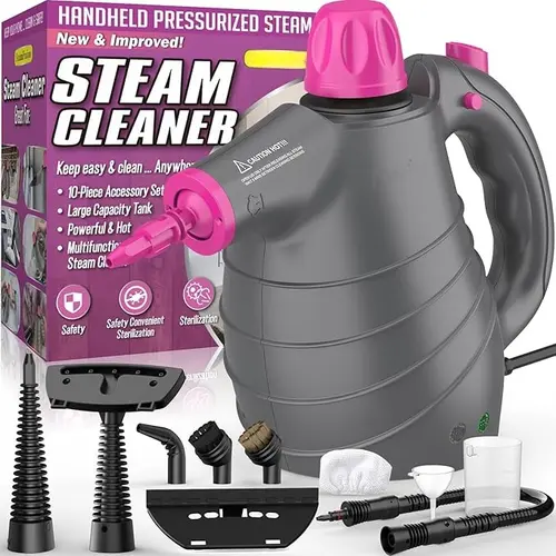 Phueut 2026 Handheld Steam Cleaner with 10Pcs Accessories&Safety Lock,  Multi-Surface Steamer for Cleaning Home, Car, Upholstery, Grout,summerwins summerwins,dorm essentials,home essentials tiktokshopbacktoschool,back to school,back to school haul,sohochi