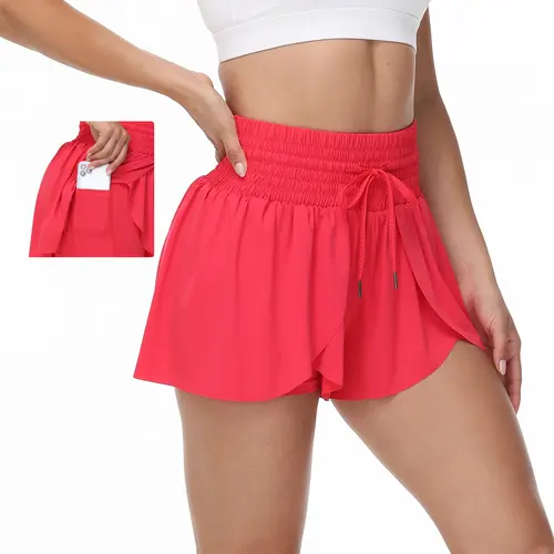 Flowy Athletic Gym Yoga Workout Running High Waisted Shorts for Women Active Wear Spandex with Pockets Drawstring Biker Bike 2 in 1 Tennis Golf Skirt Cheer Dance Lounge Skort Cute Comfy Teen Girls Trendy Clothes Casual Summer Swim Beach Outfits