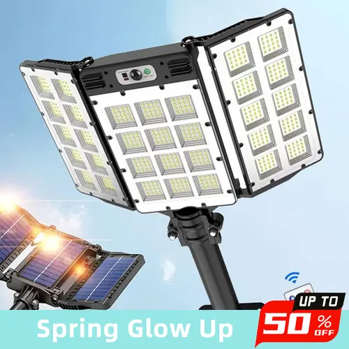 【Back To School】Solar Flood Wall Lights - Motion Sensor, Remote Control, Waterproof, 3 Brightness Modes, Yard Lighting, Solar Landscape Lights with Batteries for Adults